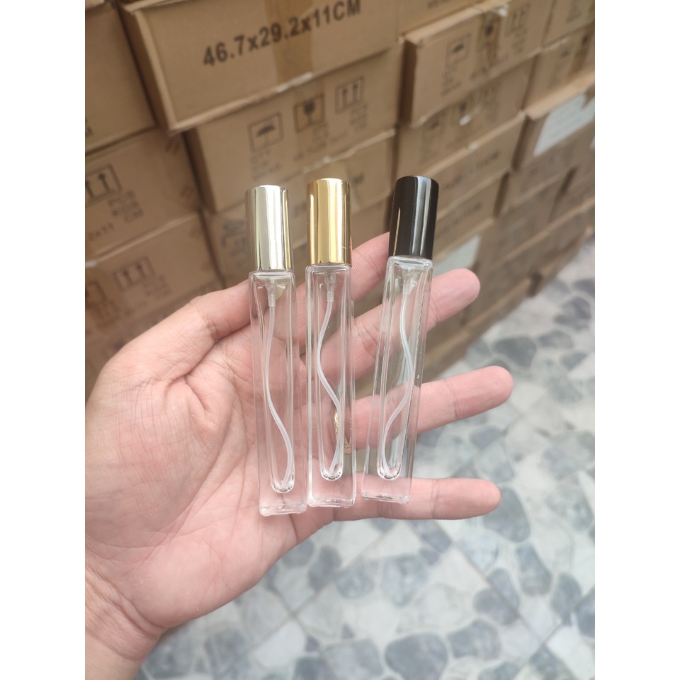 Chai/lọ thủy tinh chiết nước hoa Vuông-Tròn rỗng 10ml (Dạng xịt)