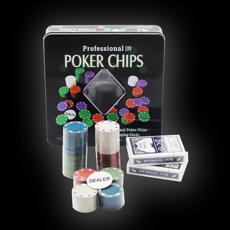 [Video thực] Hộp 100 chip Poker chip hộp thiếc vuông cao cấp (phỉnh poker 100 chip)