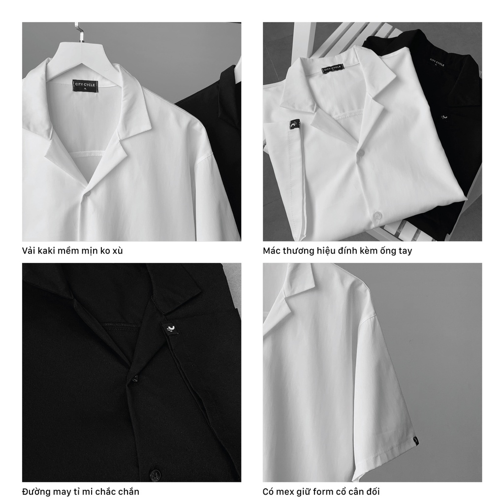 Áo sơ mi local brand cổ vest ngắn tay pijama cộc City Cycle form rộng nam nữ oversize unisex