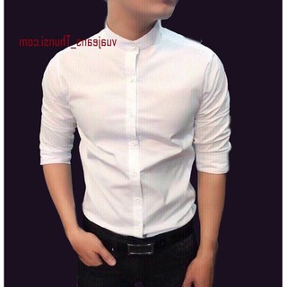 Sơ Mi Nam Cổ Trụ Trắng Đep Sơmi Nam Trắng Xinh Thunsi