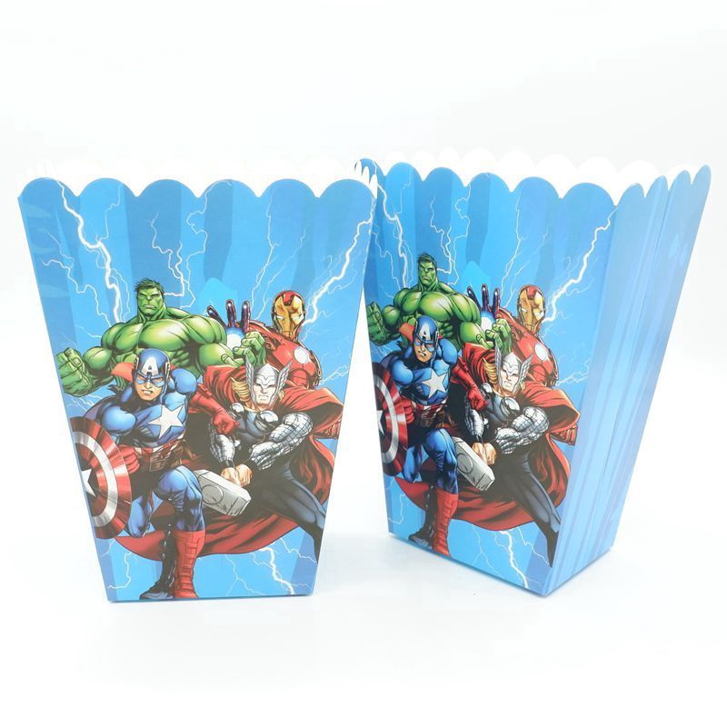 Bộ 6 hộp đựng bắp rang thiết kế in hình kỳ lân/frozen/mickey/minnie/ngựa/người nhện cho trẻ em