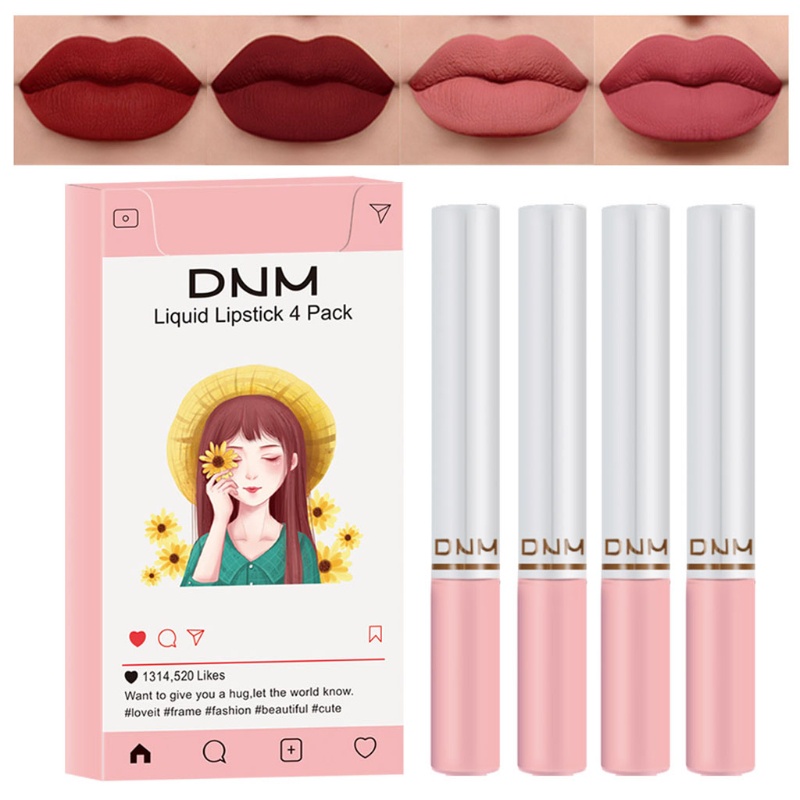 Set 4 Son Môi Lâu Trôi Thiết Kế Hình Điếu Thuốc Lá Độc Đáo