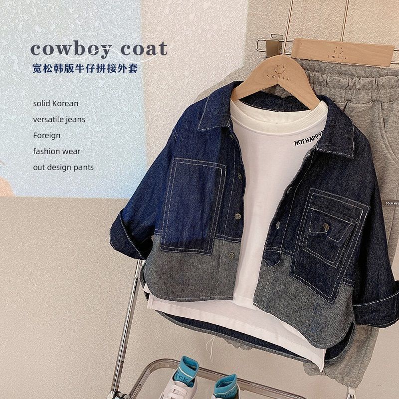 Áo khoác denim tay dài phong cách thu đông năng động dành cho bé trai