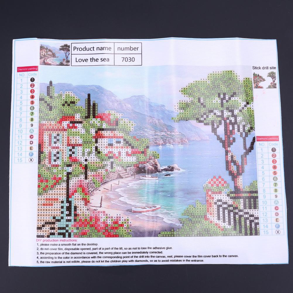 Bộ tranh đính đá 5D tự hoàn thành họa tiết phong cảnh biệt thự bên bờ biển tự nhiên | BigBuy360 - bigbuy360.vn