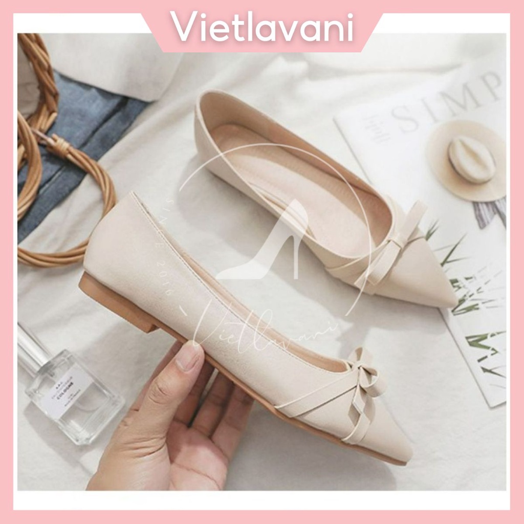 GIÀY BỆT ĐÍNH NƠ BIG SIZE XKB3 MÀU KEM SIÊU XINH, giày ngoại cỡ, size to, big size