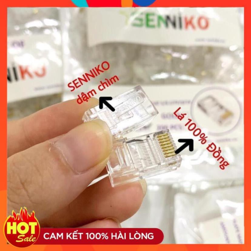 Hạt Mạng Cat5 Chân Đồng Senniko - Túi 100 Hạt-đầu bấm dây mạng lan internet