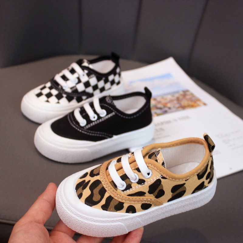 [Hàng Bán Chạy] Giày Vải Bạt Cổ Thấp In Họa Tiết Da Báo Phong Cách Hàn Quốc Thời Trang Xuân Thu Dễ Phối Đồ Cho Trẻ Em