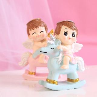 Trang trí em bé cưỡi kì lân xanh