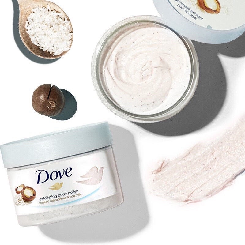 Tẩy Da Chết Toàn Thân Dove - Hàng Chính Hãng - Mùi Lựu, Kiwi, Macca - Mềm mịn da, không bị rát, đau da, sáng da TDC body
