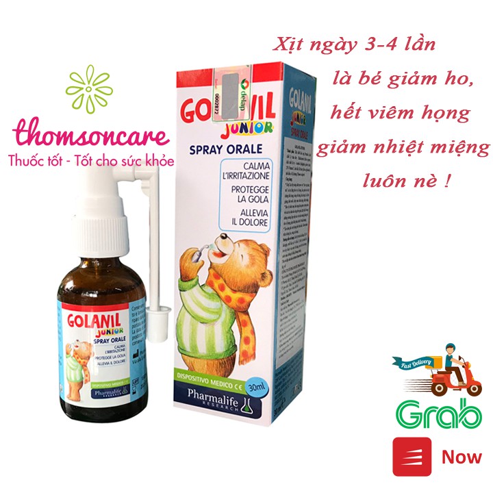 Golanil junior spray xịt họng chiết xuất từ keo ong, giảm ho, nhiệt miệng cho bé - nhập khẩu chính hãng từ Ý