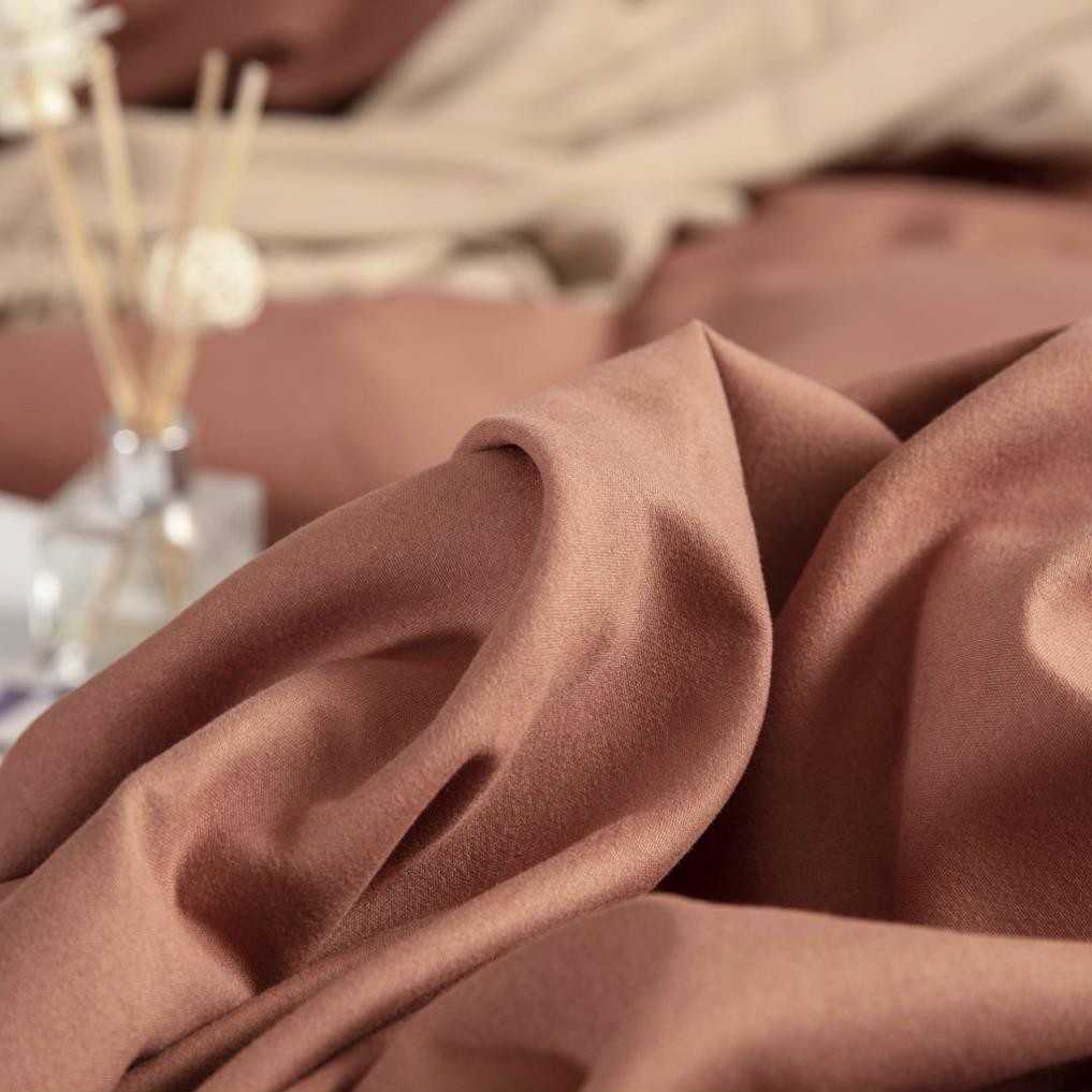 BỘ CHĂN GA GỐI COTTON TICI CAO CẤP ( CHĂN ĐÃ TRẦN BÔNG) MÀU CAM GHI - ĐỦ KÍCH THƯỚC