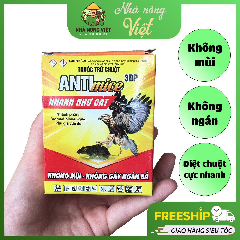 Hộp 10 gói thuốc diệt chuột Antimice, bả chuột sinh học dạng bột cực mạnh, không mùi, không ngán bả - Nhà Nông Việt
