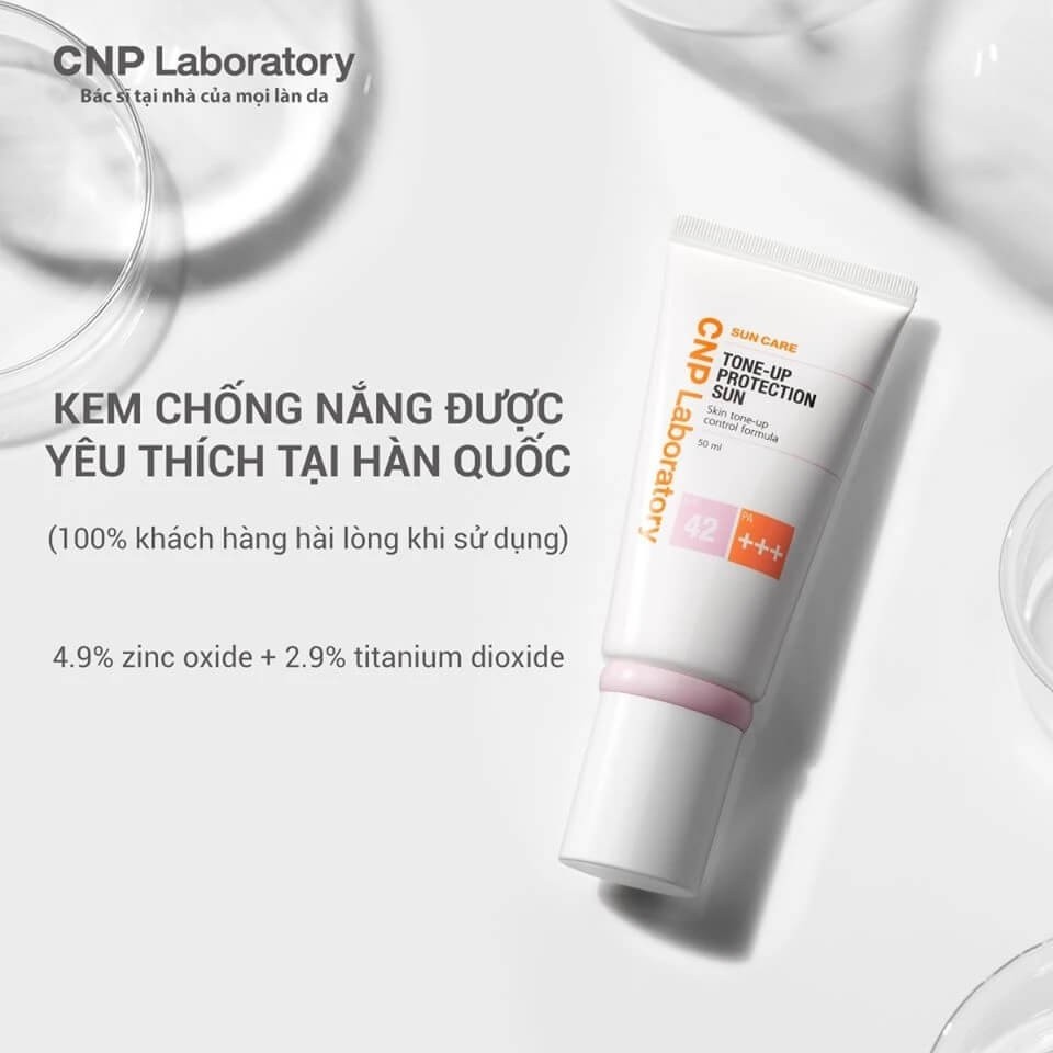 [Mới] Kem chống nắng CNP kiềm dầu nâng tone trắng hồng Laboratory Tone-Up Protection Sun SPF42/PA+++ 50ml