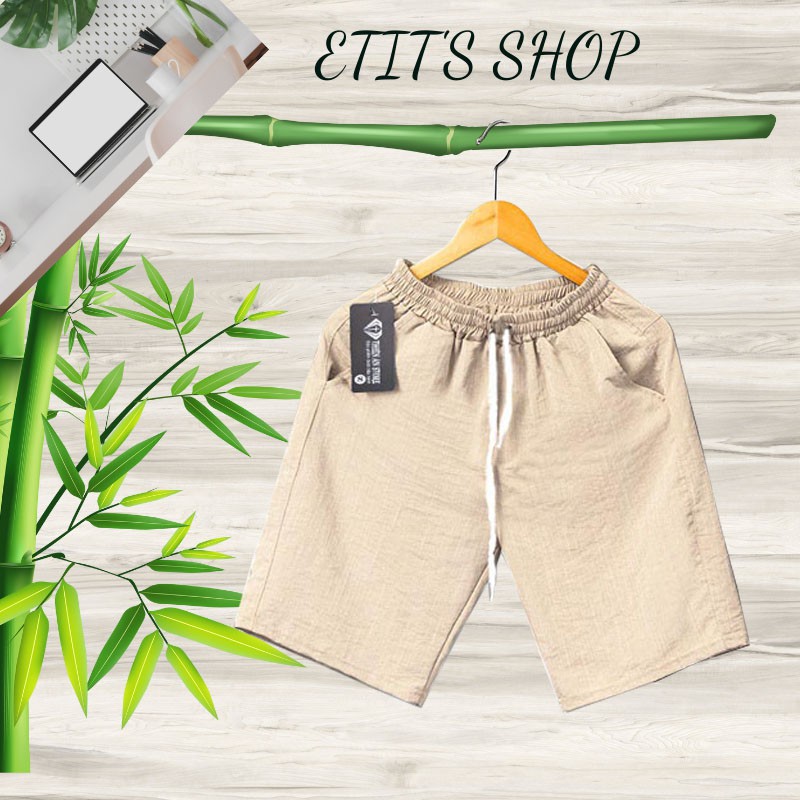 Quần đùi nam,quần short nam chất liệu vải đũi mềm mát, quần short ngắn kiểu dáng thể thao có dây rút - DHT