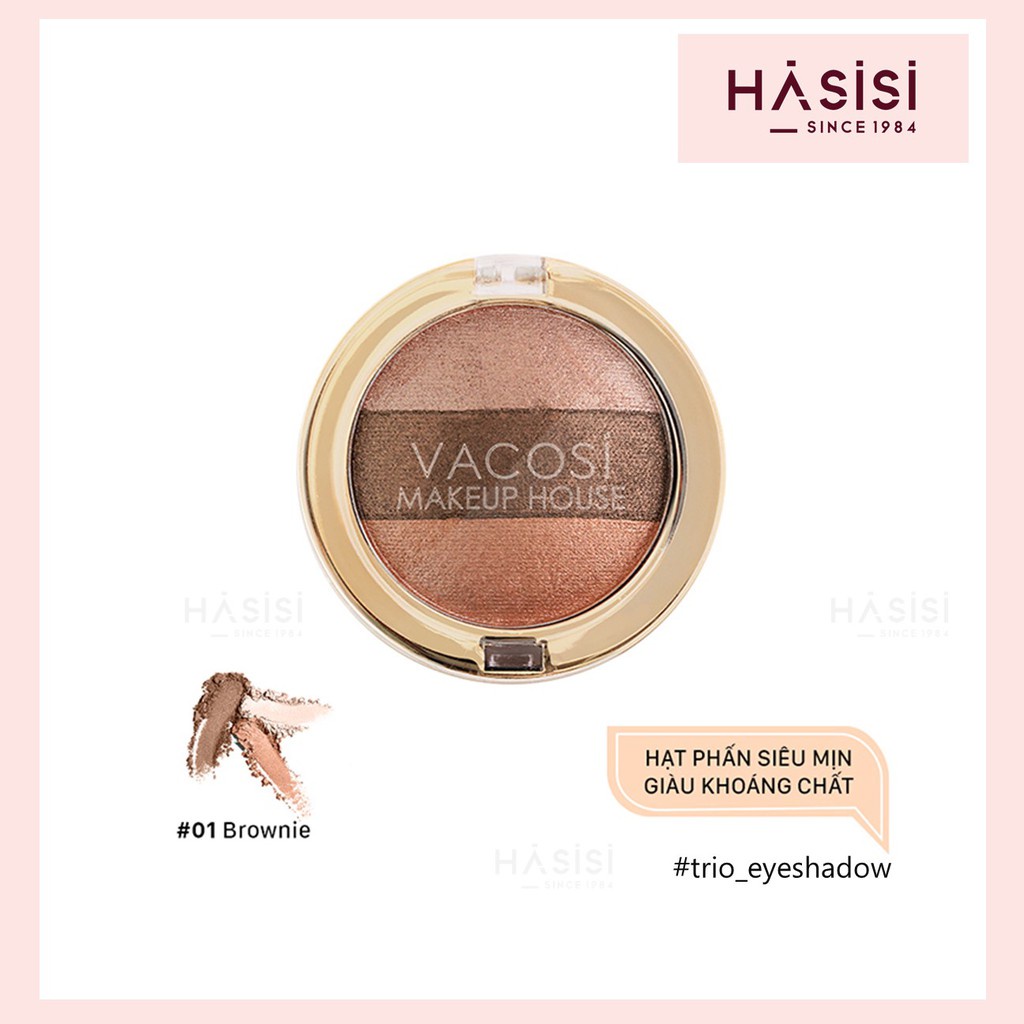 [chính hãng] PHẤN MẮT PHỐI 3 MÀU VACOSI Hàn Quốc - Hộp Tròn