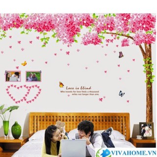 Decal dán tường cây hồng trái tim cực kỳ đáng yêu luôn
