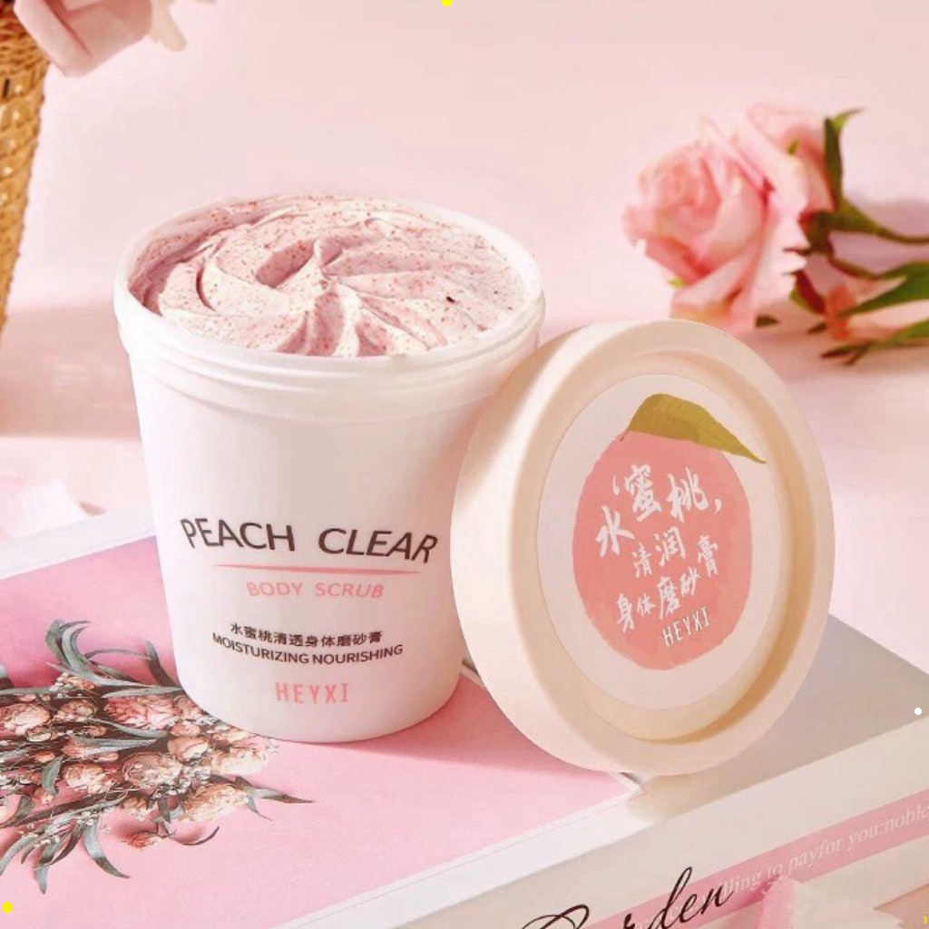Tẩy da chết toàn thân đào HEYXI Peach Clear, tẩy tế bào chết body đào, kem thải độc tố da, xe khít lỗ chân lông HT