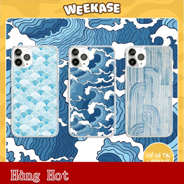 Ốp lưng iPhone dẻo viền trắng, đen chống va đập Weekase sóng xanh, tất cả dòng máy
