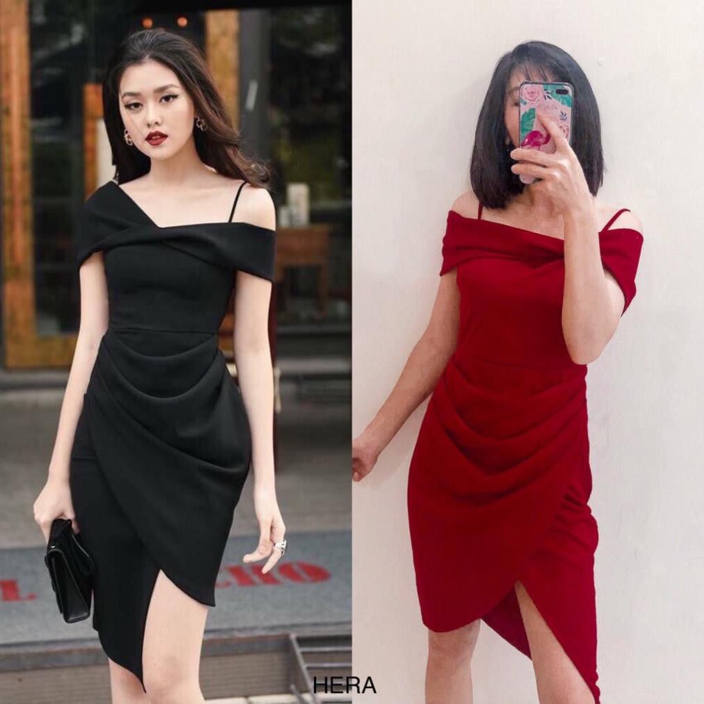 [SALE LỖ] Đầm dự tiệc Hera dress - Đầm body vạt xéo nhún bèo hàng thiết kế ! ⚡