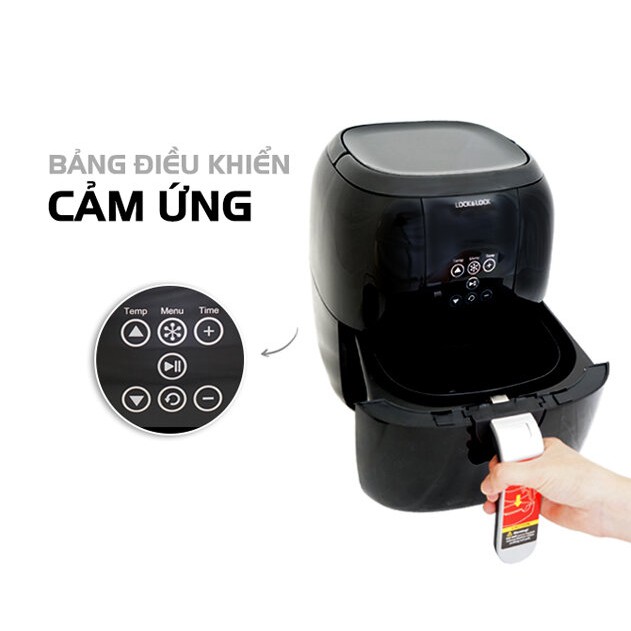 Nồi Chiên Không Dầu Bảng Điện Tử Lock&Lock EJF351BLK (5.2L) (Đen) - Hàng chính hãng