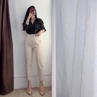(Ảnh thật)- Quần baggy công sở đai vuông