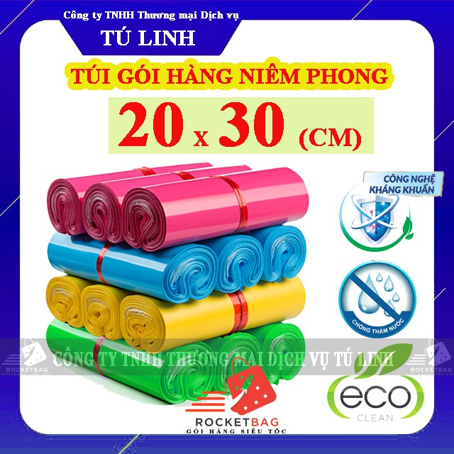 10 túi gói hàng size 20x30cm tự dính ROCKET BAG, gói hàng siêu nhanh, nhiều màu lựa chọn