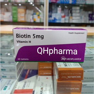 Viên BIOTIN 5mg ( vitamin H ) hộp 20 viên giúp giảm rụng tóc,đẹp da