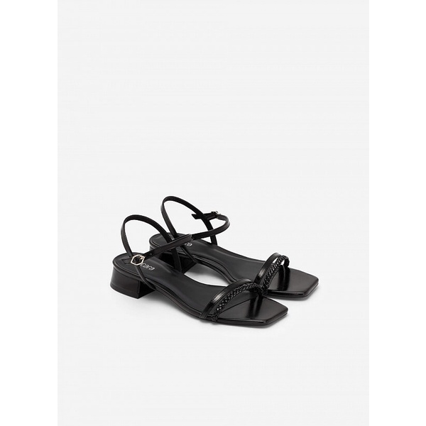 Vascara GIÀY SANDAL GÓT TRỤ QUAI ĐÔI PHỐI BRAID - SDK 0325 - MÀU ĐEN