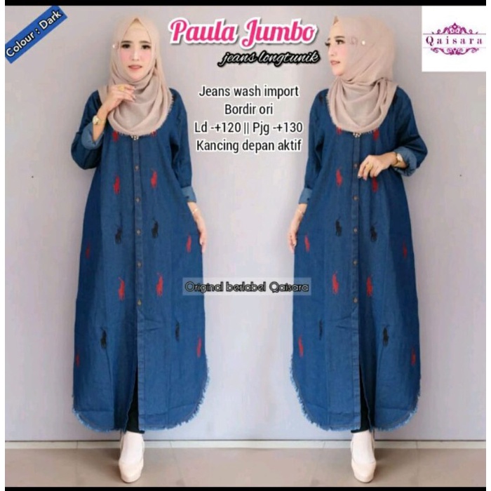 LEVIS Louveniamall Tunik Đầm Jean Jumbo Busui Tunic Thêu Nhập Khẩu - Xanh Đậm Hiện Đại Cho Nữ