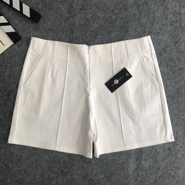 Quần short kaki lưng cao co dãn khóa kéo trước đủ size