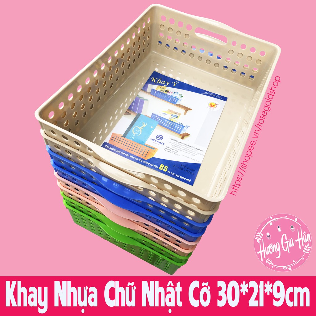 Bán Sỉ 20 Khay Nhựa Chữ Nhật, Rổ Nhựa Cỡ A4,B5 (36*27*8cm) Nhựa Việt Nhật - Rổ Nhựa Đa Năng Nhiều Màu