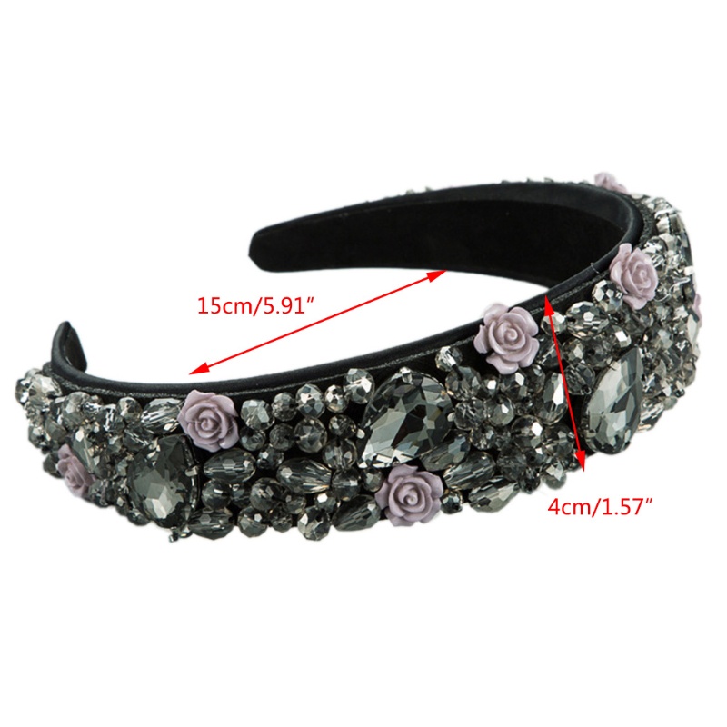 Băng Đô Cài Tóc Bản Rộng Đính Hạt Pha Lê Nhiều Màu Phong Cách Bohemian