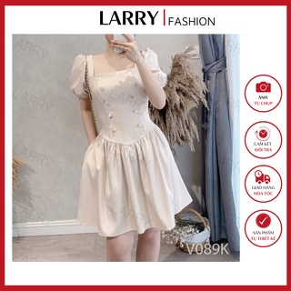 Váy Nữ Xinh Dáng Xoè Kết Nút Thời Trang Nữ Mùa Hè- Đầm Đi Tiệc Vintage V089