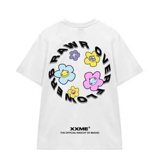 Áo thun Khủng Long Rawr Over Flower màu trắng XXME