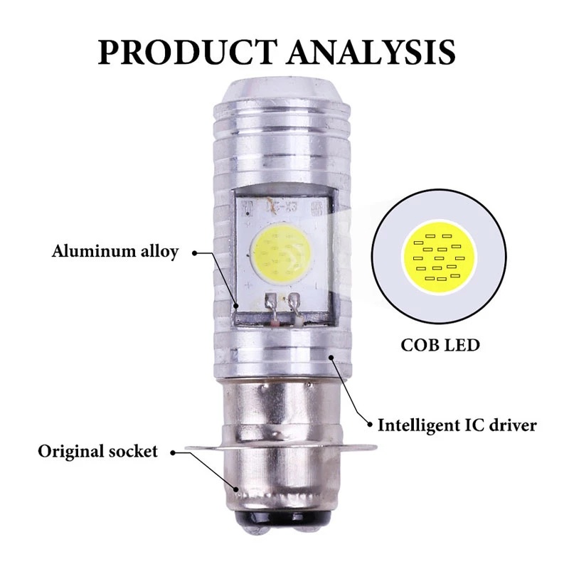 Đèn pha xe máy 1pc p15d ba20d h4 led h6 bóng đèn led moto cho xe máy atv cob đèn pha 12v-30v 6000k 12