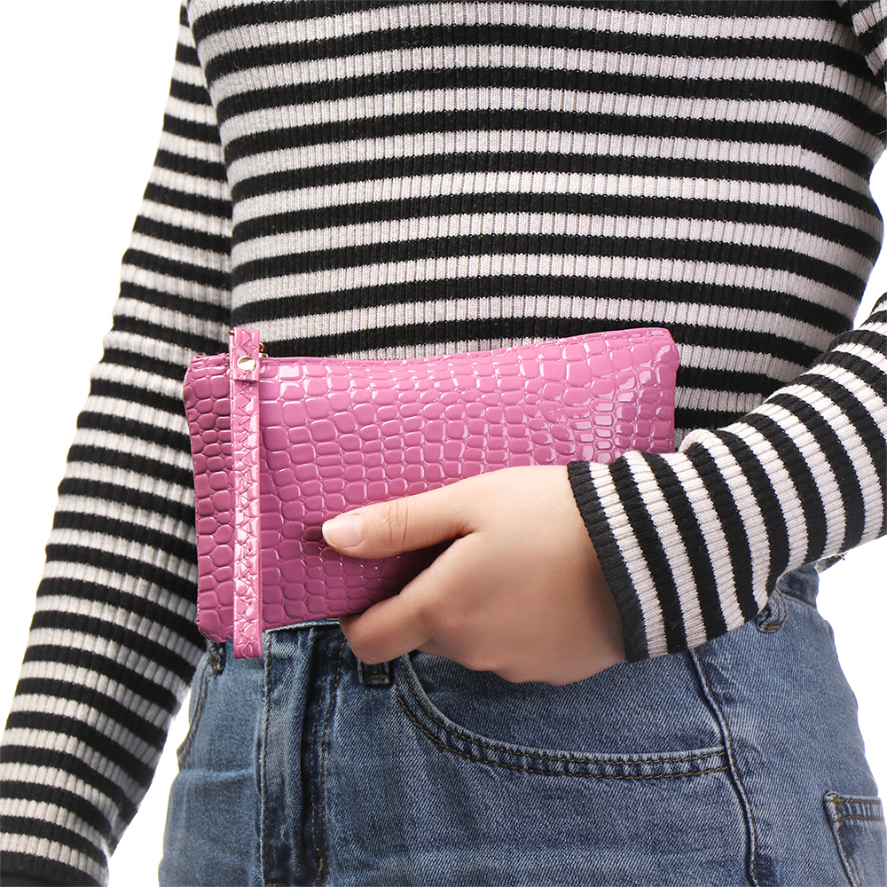 Ví Da Pu Cầm Tay Chống Nước Màu Trơn Cho Nữ