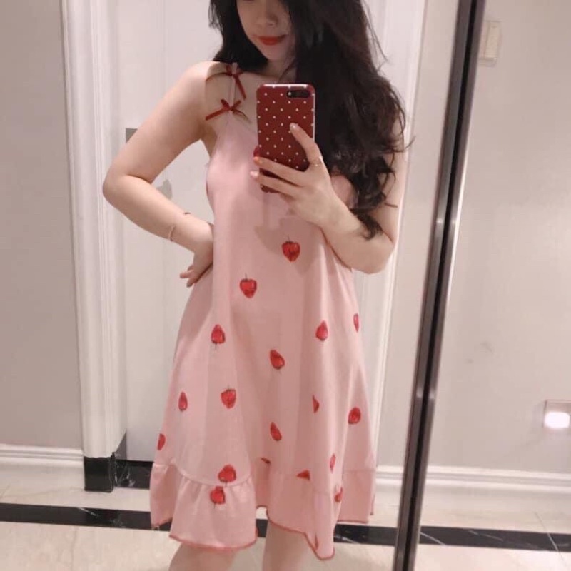 Đồ ngủ lụa Latin và dây ngủ trái dâu,dưa hấu chất cotton cho nữ. | BigBuy360 - bigbuy360.vn