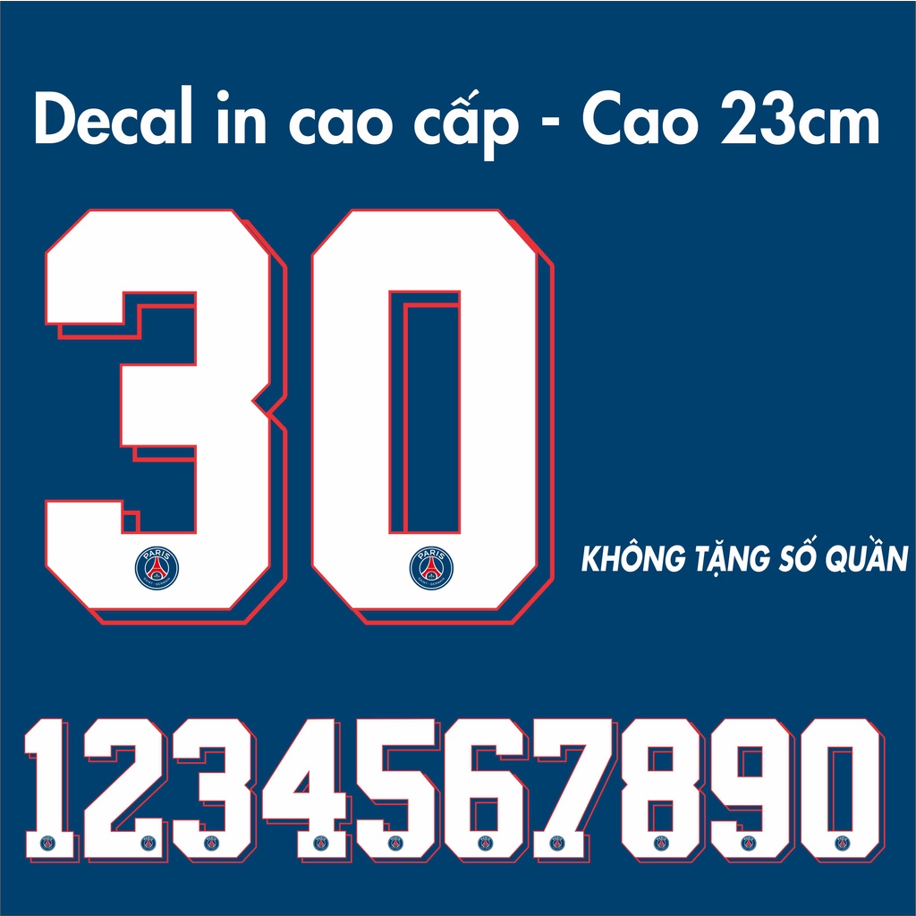 SỐ ÁO BÓNG ĐÁ MẪU PARIS fc - LOẠI IN KÍCH THƯỚC CAO 23CM LỚN