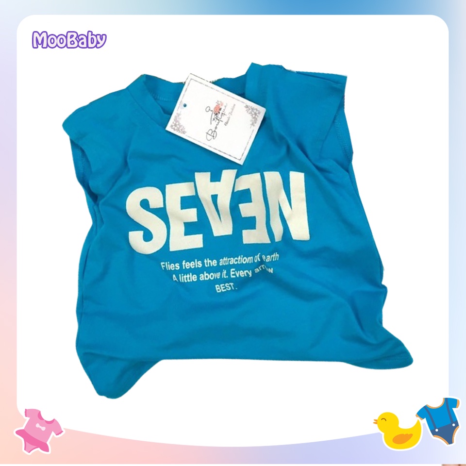 Áo ba lỗ sát nách bé trai in chữ SEVEN chất coton siêu mát siêu cute, Áo thun hè cho bé từ 6 - 18kg Moobaby shop