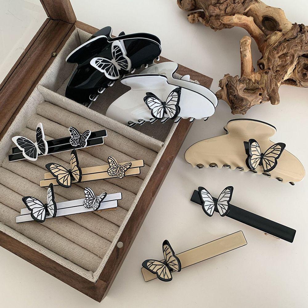 Kẹp Tóc Hình Bướm / Cá Mập Đơn Giản Phong Cách Retro Dành Cho Nữ