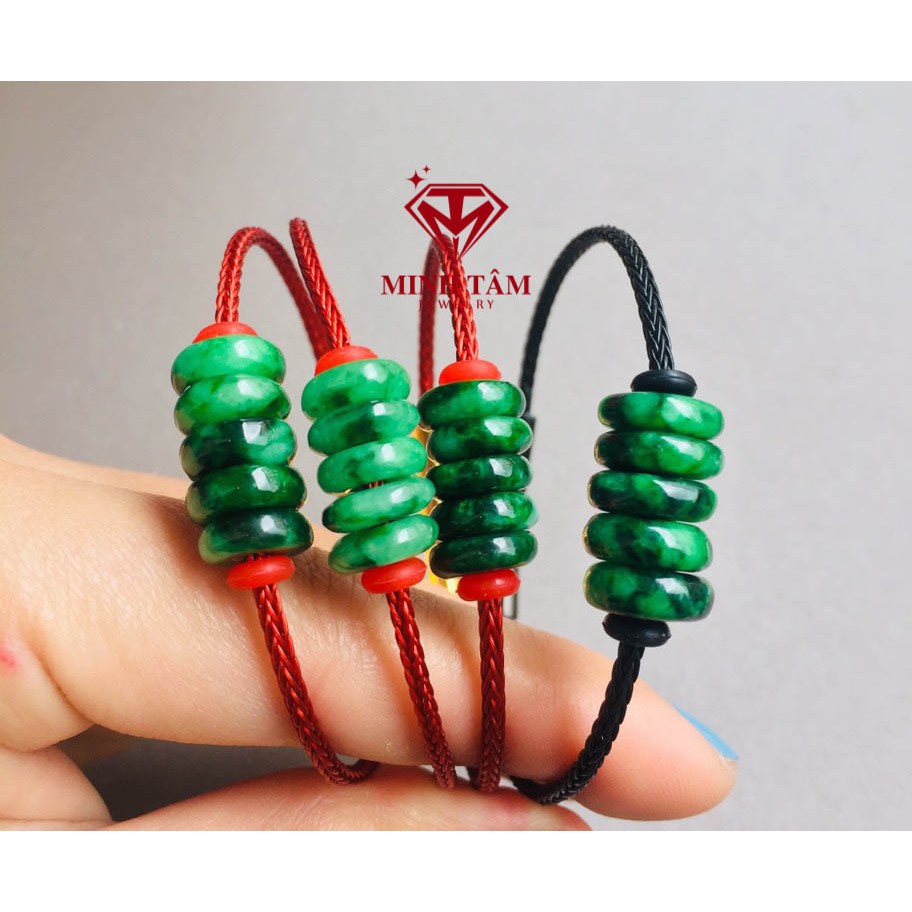 Vòng tay đồng điếu ngọc sơn thủy,Đồng điếu ngọc sơn thủy mix dây cước kim loại-Minh Tâm Jewelry