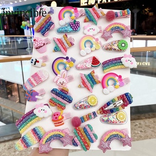 5pcs/Set Korean Cute Sweet Rainbow Clouds Star Girls Hairpins/ Shinying Colorful A Set Children Hairpins
