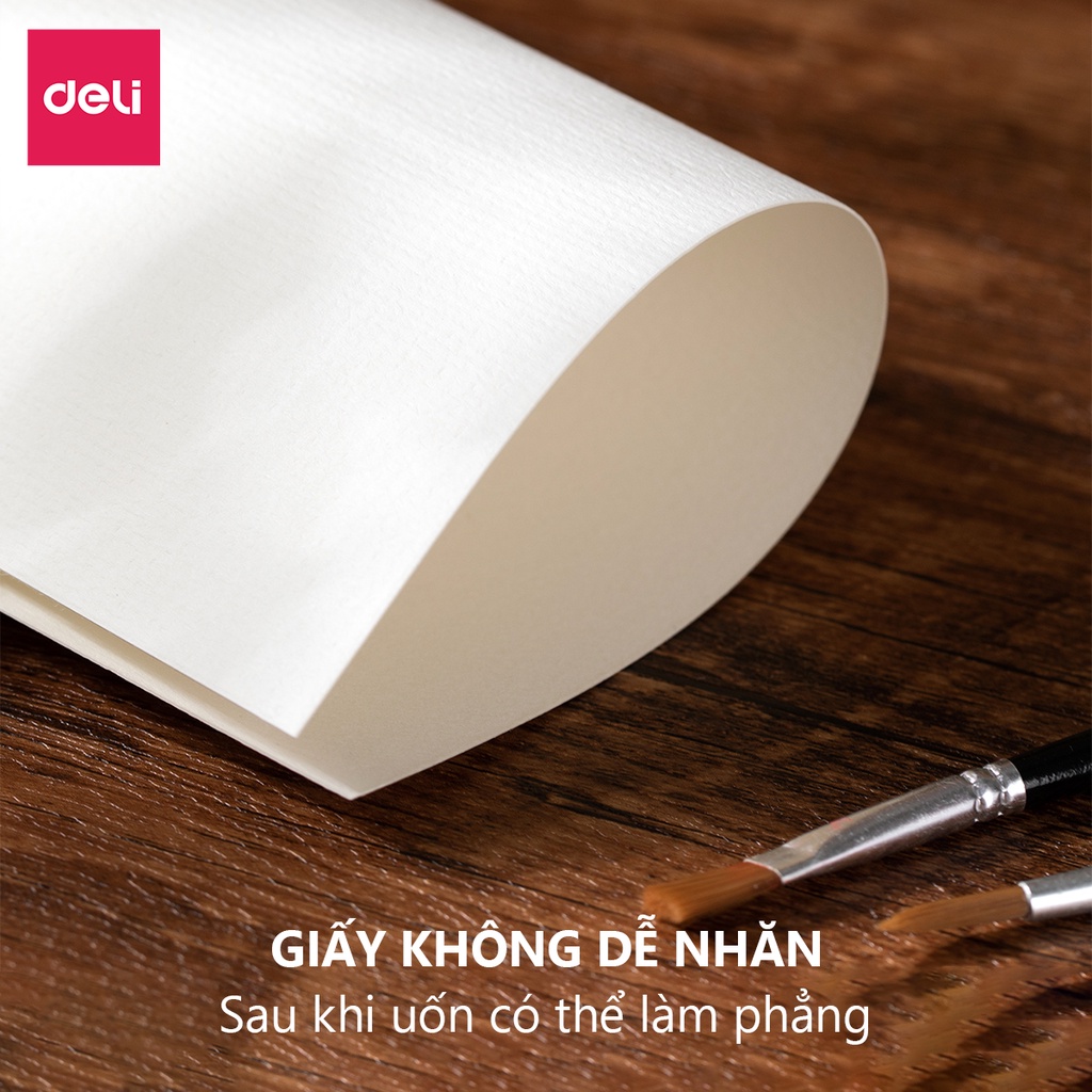 Combo 16 Tờ Giấy Vẽ Màu Nước Acrylic Deli Size A4 A5 A6 Định lượng 300gsm dày dặn độ loang tốt thích hợp nhiều kỹ thuật