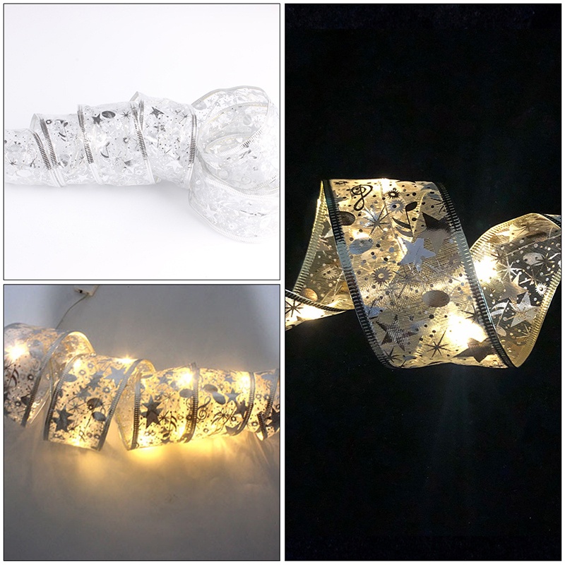 Dây Ruy Băng Đôi Gắn Đèn LED Trang Trí Giáng Sinh