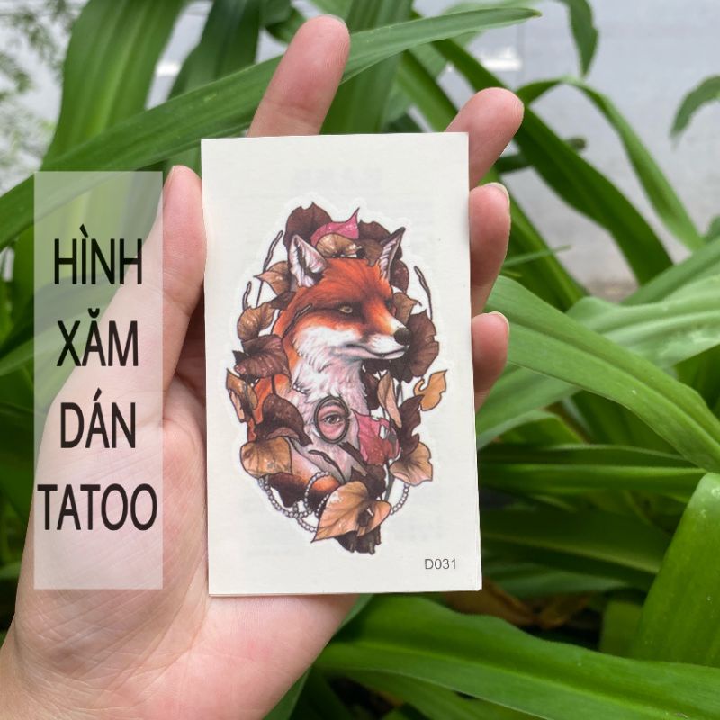 Hình xăm động vật d31 chó sói size &lt; 10x6cm. tatoo dán tạm thời