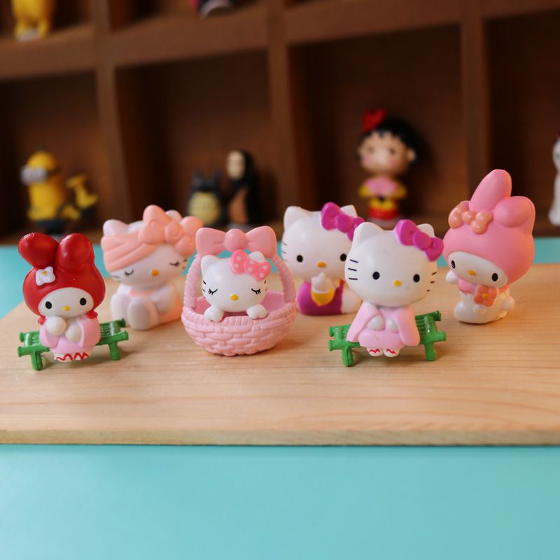 Set 6 Kuromi Sanrio mô hình nhân vật hoạt hình cô gái gift