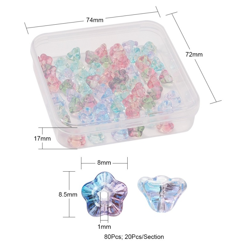 Hộp 80 Hạt Xâu Chuỗi 4 Màu Sắc Dùng Làm Trang Sức Thủ Công DIY