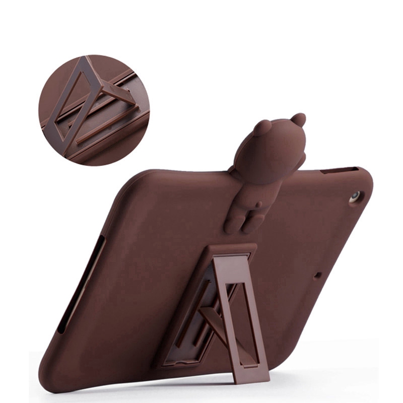Ốp máy tính bảng bằng silicon họa tiết gấu nâu giá đỡ iPad Case 9.7 2017 2018 Air 1 2 Mini 1 2 3 4 Pro 10.2 10.5 2019 | BigBuy360 - bigbuy360.vn