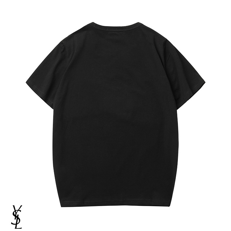 Áo thun ysl tay ngắn chất liệu cotton thêu họa tiết thời trang dành cho nam nữ