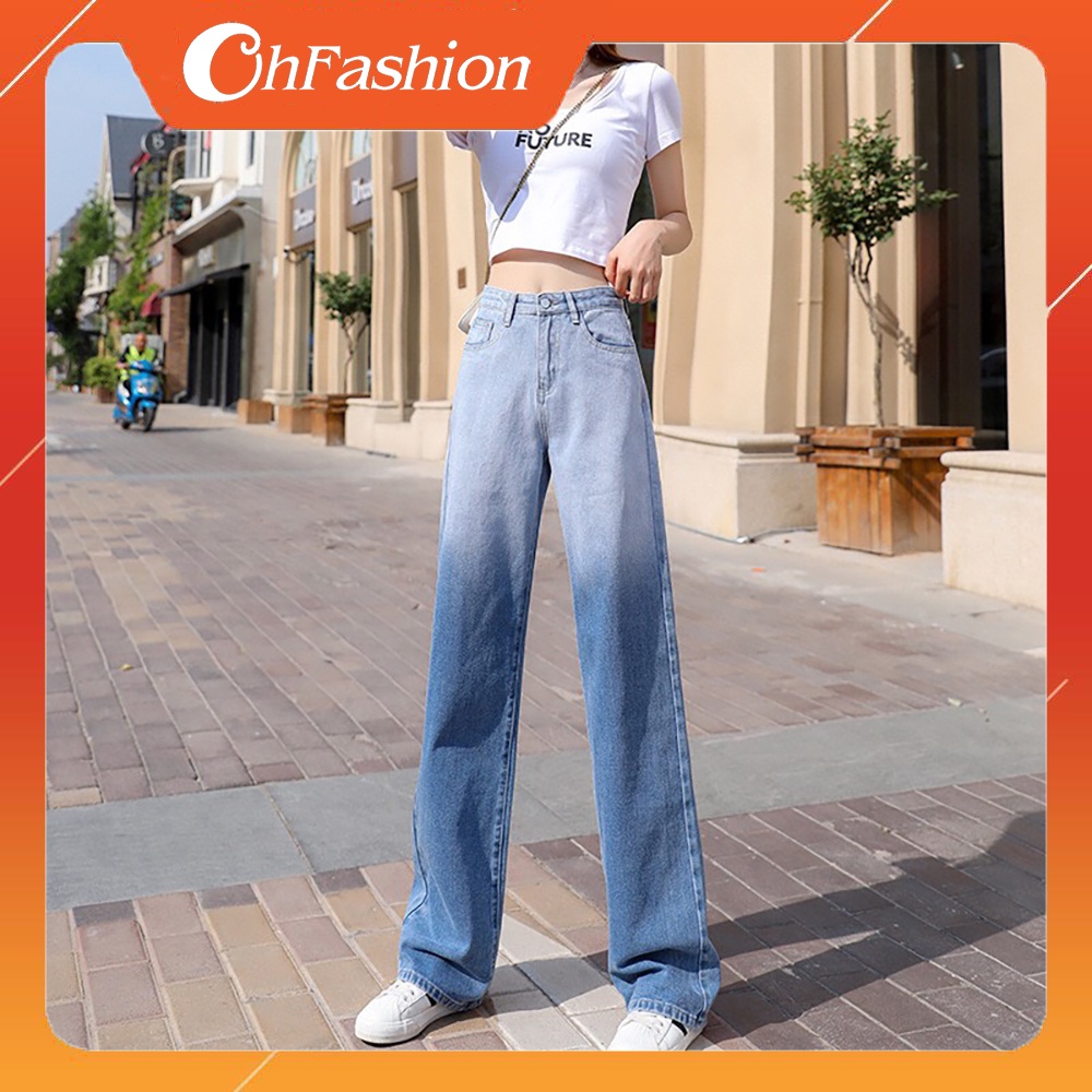 DEAL SỐC_Quần Jeans Nữ Ống Suông Phối Màu Cao Cấp OHS3901 | BigBuy360 - bigbuy360.vn